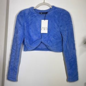 Cropped fuzzy sweater